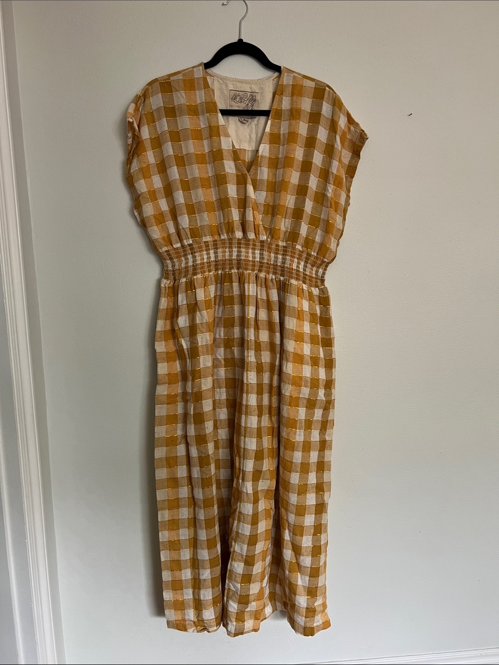 Ace & Jig Faye Mustard and White Gingham Midi Dress